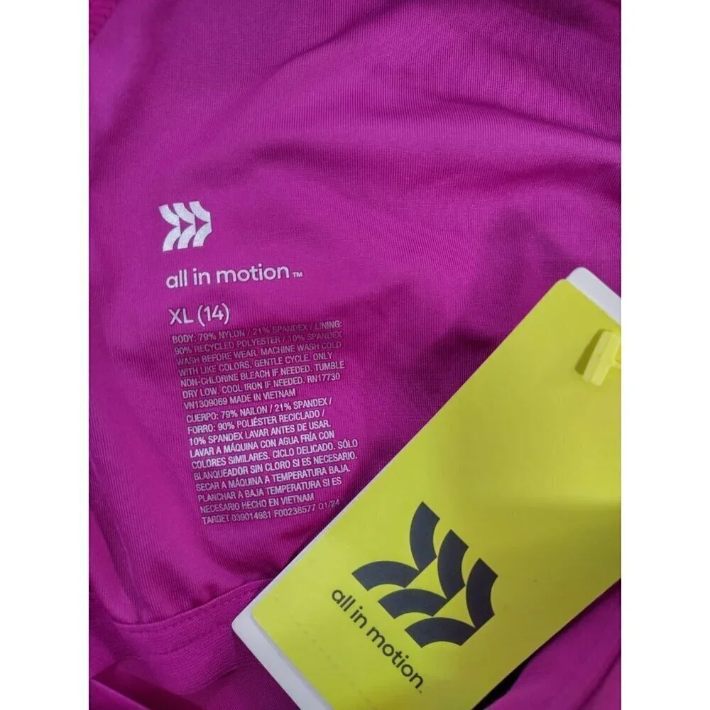 One-Shoulder Fuchsia Tank Top With Double Strap Design By All In Motion XL Size